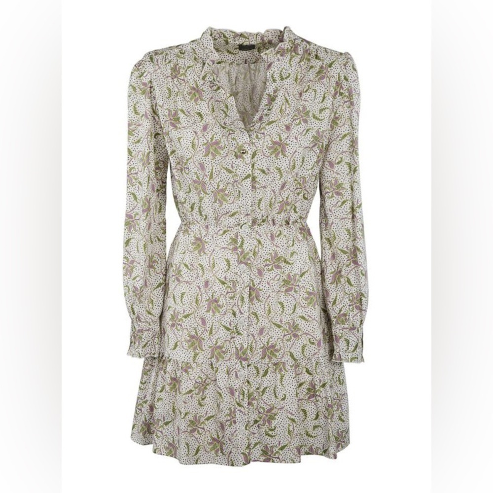 Pinko Nomade Short Dress White Floral Made In Italy 100% Cotton - Picture 11 of 12